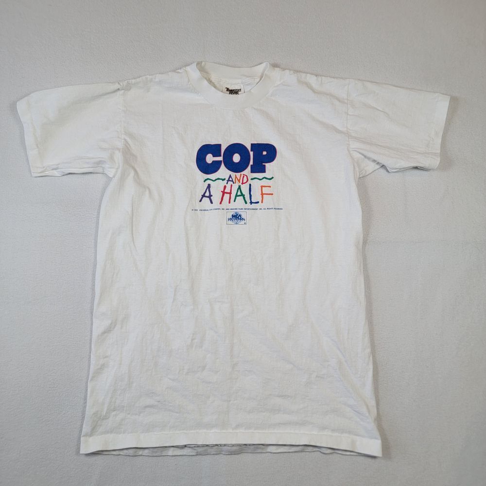 VTG 1993 Cop & a Half Movie Promo T-Shirt Sz S White Tennessee River Gold Tag